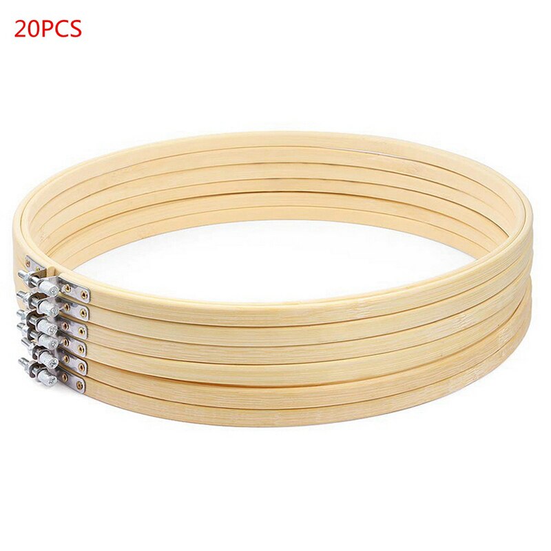 Juego de aros bordados de madera de bambú, Marco con forma de aro de 8 pulgadas, herramientas de costura para el hogar, 10/20 Uds.