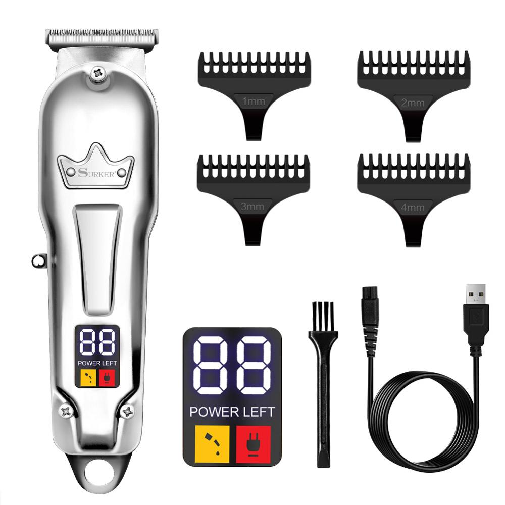 Surker All Metal Hair Clippers Men Cordless Hair Trimmer Maquina Cortar Pelo Haircut LCD Display Hairdresser: 659