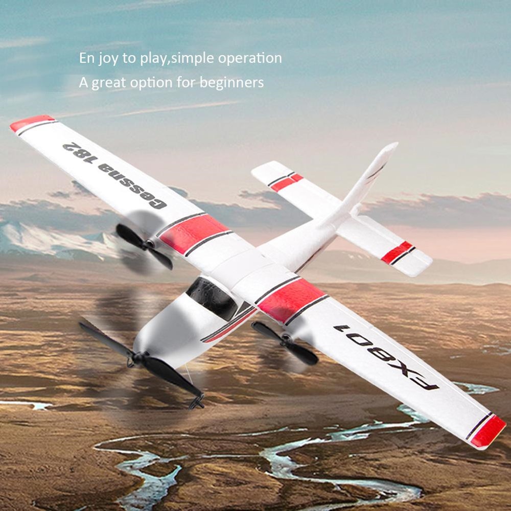 RC Airplane Cessna 182 FX801 310mm Wingspan Remote Control DIY Aircraft Fixed Wing Plane for Beginner Toys Built-In Battery