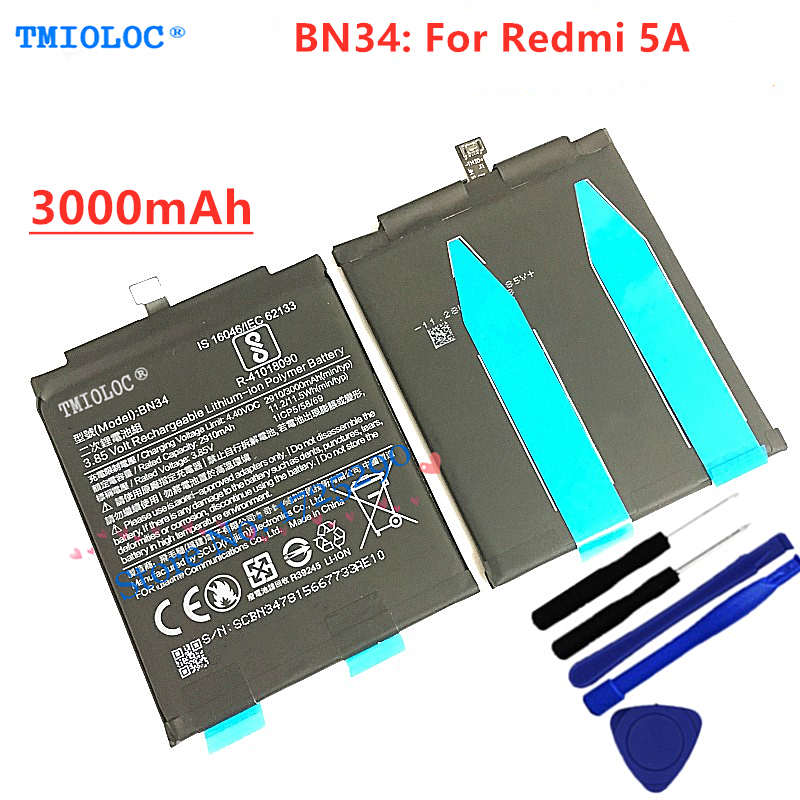 ! Batería original BM22 BN34 BN35 de TMIOLOC para Xiaomi Redmi 5 5A batería + herramientas: for Redmi 5A