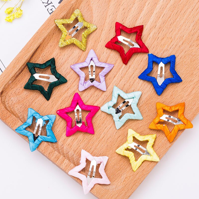 2pcs Hair Cute Pentagram Star Clip Baby Girl Hairpin Children Solid Color Kids Headwear Hair Accessories TSLM1