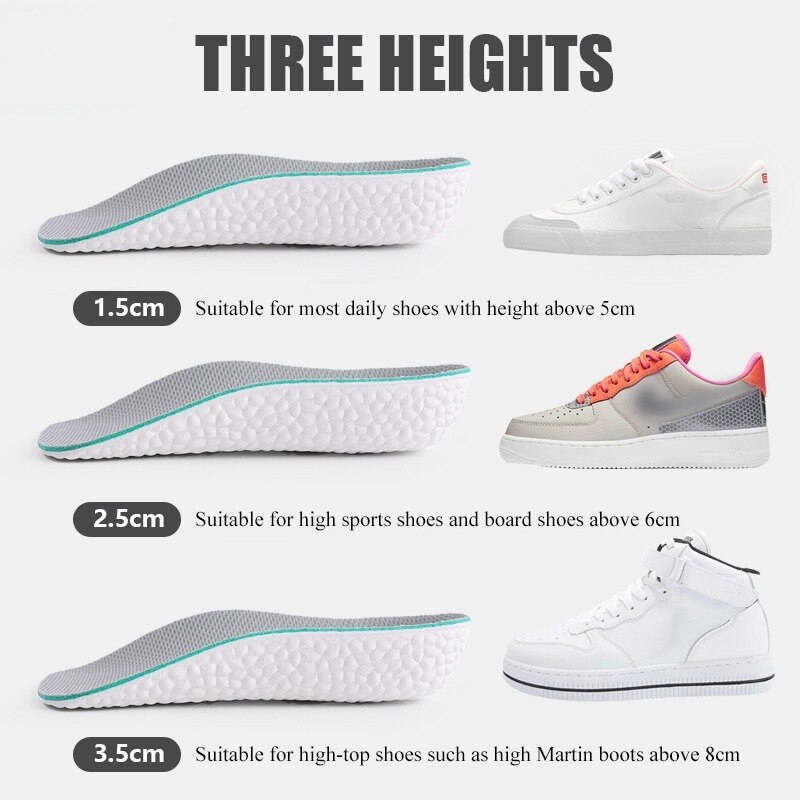 Height Increase Insoles Women Men Comfort Mesh Sweat-absorbing heightening insole for Sports Shoe Pads High Heel Shoes Pad