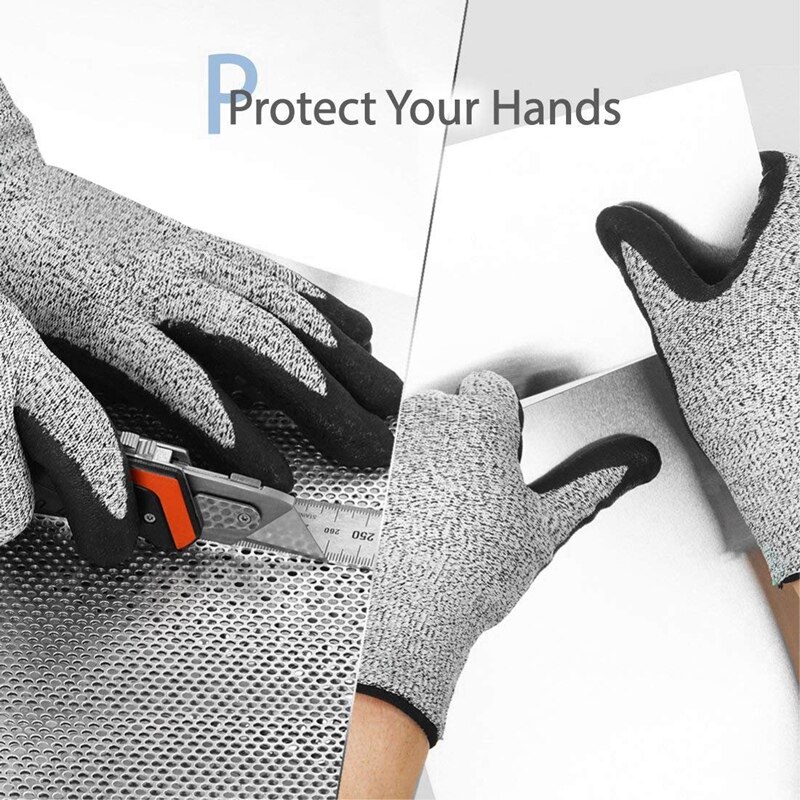 2 Pairs Level 5 Snijbestendige Handschoenen 3D Comfort Stretch Fit, Duurzaam Power Grip Foam Nitril, S &amp; L