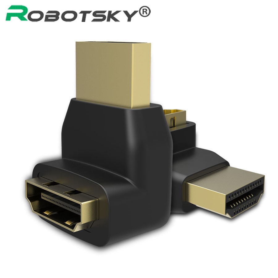 Robotsky hdmi male naar hdmi vrouwelijke kabel adapter coverter extender 90 Graden Haakse Voor HD 1080 P DHTV vergulde Plug hdmi