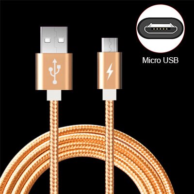 Micro USB Cable 1m 2m Metal Nylon Braided 2A USB Fast Charging Data Sync Wire For Samsung Galaxy Xiaomi Huawei Android Phone: Gold / 1m