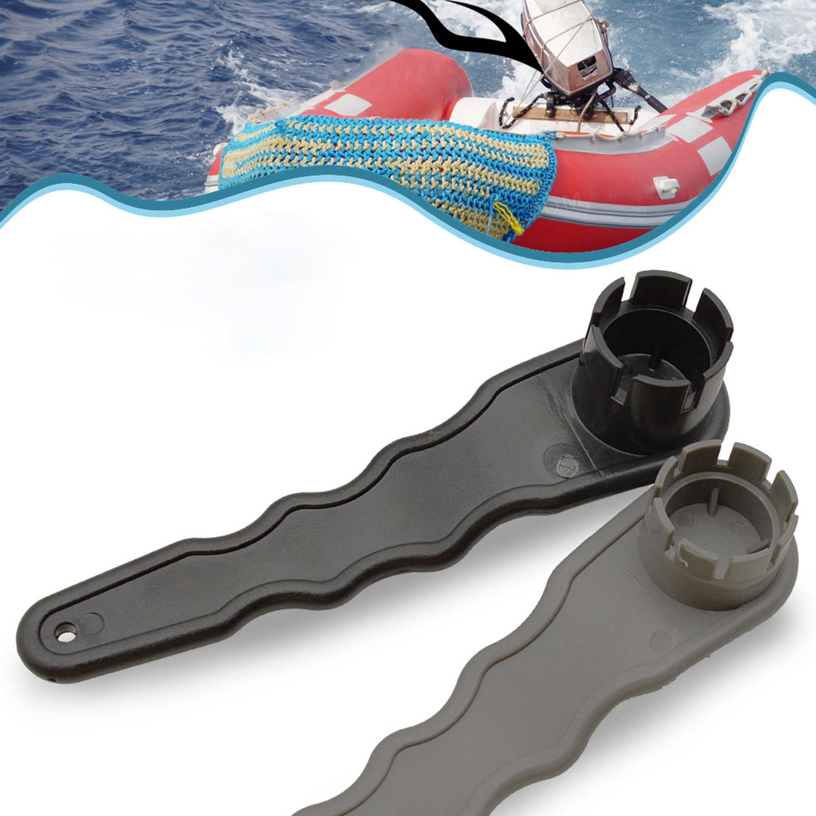 2 Pcs Boat Raft Air Valve Wrench Include Black Six-teeth and Gray Eight-teeth for Inflatable Boat Air Valve Removing/ Repairing