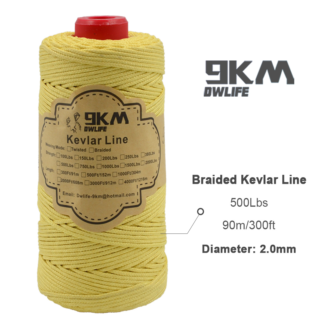 40lb-5000lb Kevlar Kite Line String for Fishing Assist Cord Kite Flying Outdoor Camping Tent Cord Low-stretch Cut-resistance: 500lb 300ft Braid