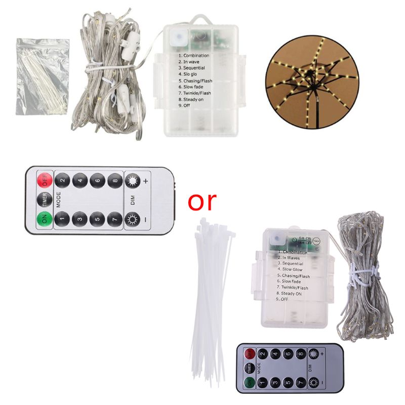 104 LED Umbrella Light Fairy String Light with 8 Mode Push Button Switch F3ME