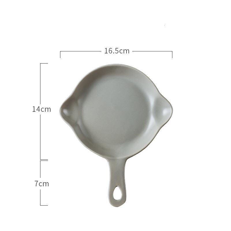 Nordisk keramisk morgenmadstallerken bageplade porcelænsservice tallerken med håndtag husholdnings lille bøf skive hjemmeservice værktøj: Rund-grå