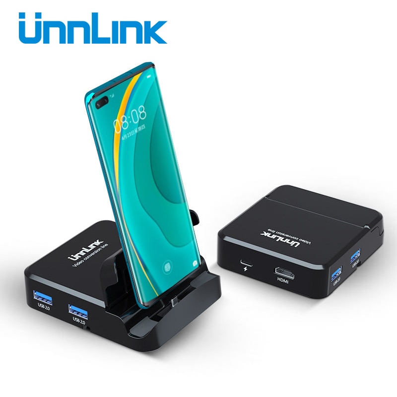 Unnlink Type C Dock Station Hub 4K USB3.0 Tf Sd 15W Lading Usb C Docking Station Adapter Voor s9 S10 S20 P20 P30 P40 Pro Dex