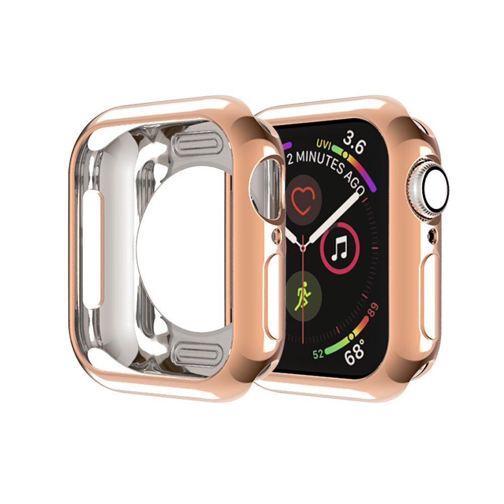 Coque fine en Silicone pour Apple Watch, protecteur d'écran, pour Apple Watch série 6 5 4 3 2 1, 42mm 38m 40mm 44mm, pour iWatch se/6: Or rose / Series 456 SE 44MM