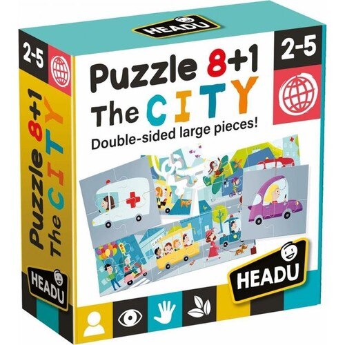 Headu 8 + 1 Doppel-Seitige Stadt freundlicher Entwicklungs Puzzle