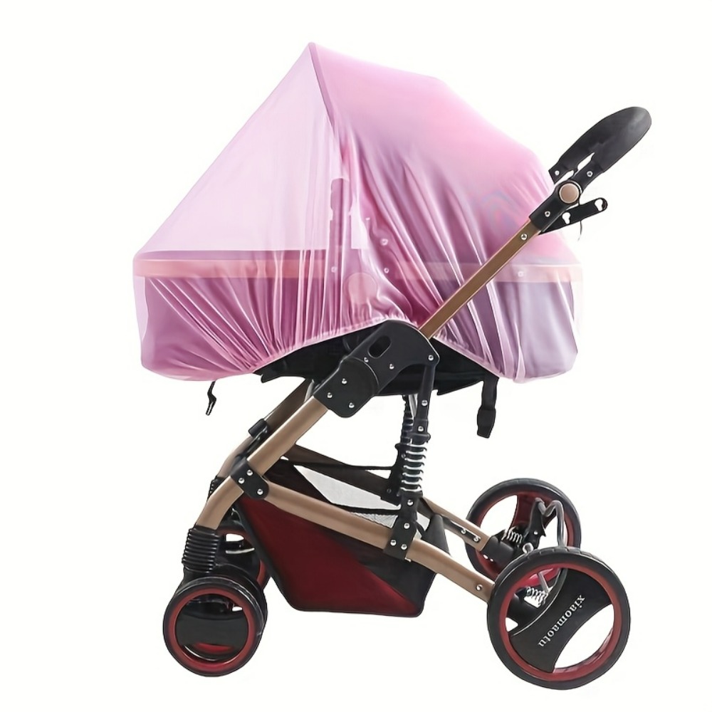 Rede mosquiteira para carrinho de bebê - Cobertura total, com malha densa para proteção aprimorada contra insetos, equipamento externo contra mosquitos para carrinho de poliéster: Rosa