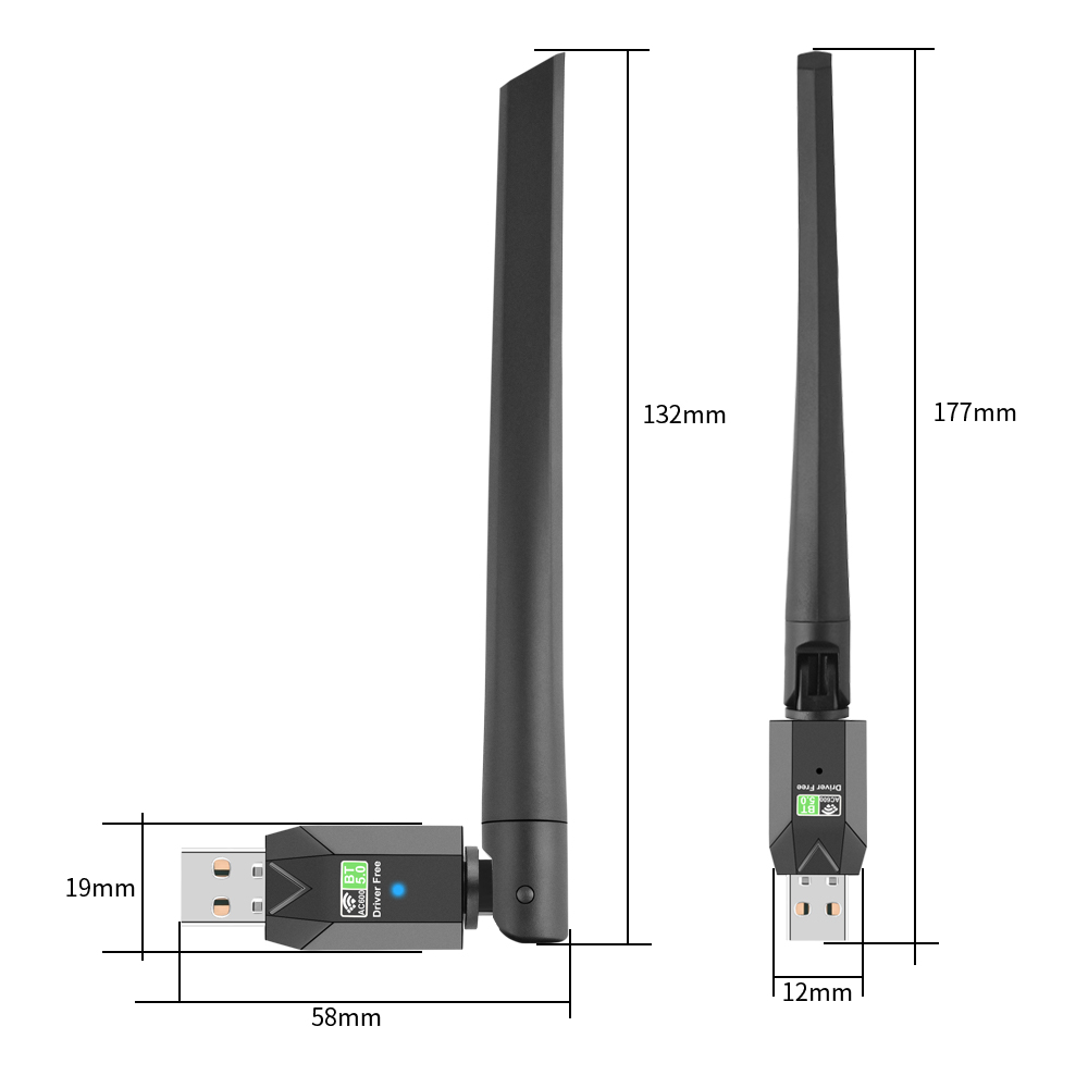 OPTFOCUS 600Mbps USB Bluetooth 5.0 AC Wifi Adattatore 2 in 1 Per PC BT wifi5 2.4G 5G 5dbi Dongle Usb Ricevitore WiFi Wireless Para PC