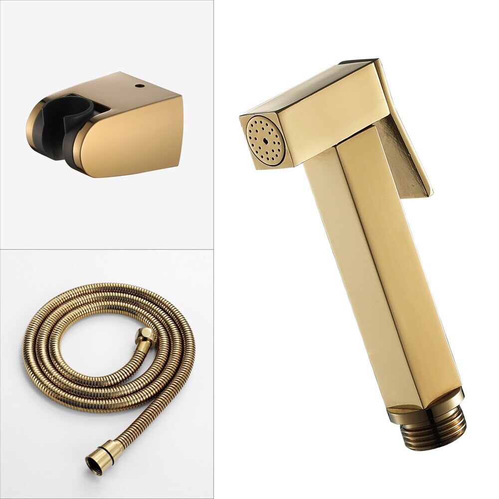 Biggers Sanitaire Goud Kleur Messing Badkamer Wc Bidet Douche Set Hoge Druk Shattaf Spuit Met Doucheslang: 1