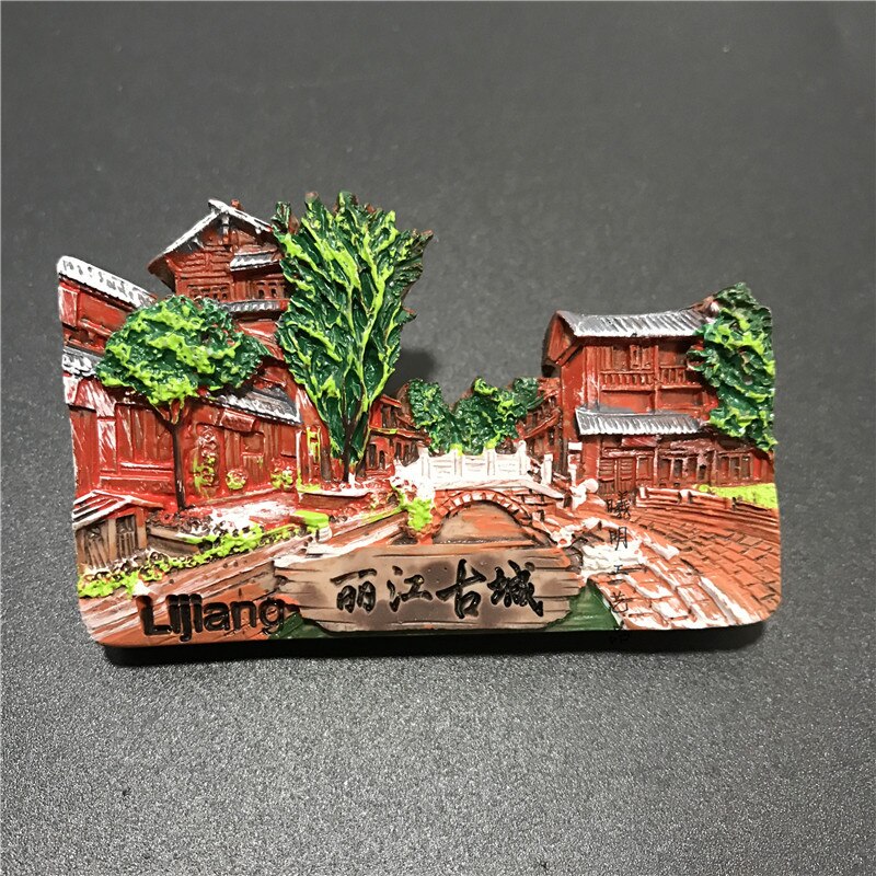 China Lijiang Ancient City Scenic Tourism Souvenir Resin Fridge Magnet Relief Magnetic: C