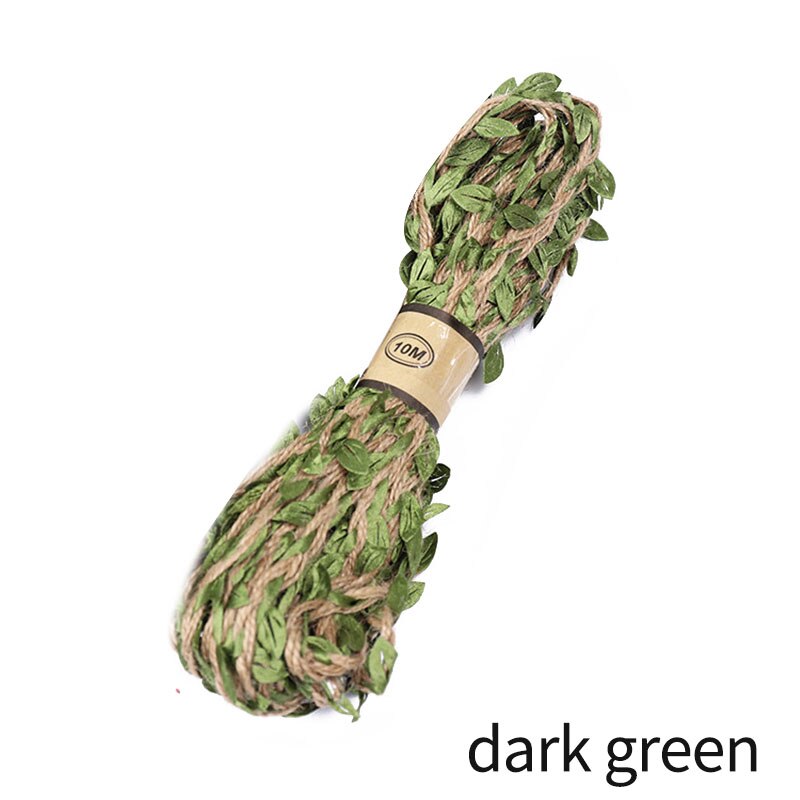 Rustic Simulation Green Leaves DIY Wedding Decor 10M Bouquet Packaging RopesMultifunction 5MM Weaving Hemp Rope: dark green
