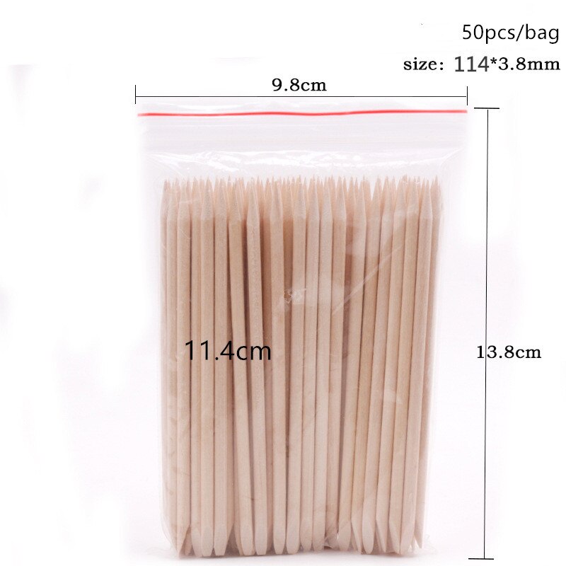 Double ended manicure and pedicure tools orange wooden nail sticks free sample manicure sticks for nail art beauty: 11.4cm 50pcs