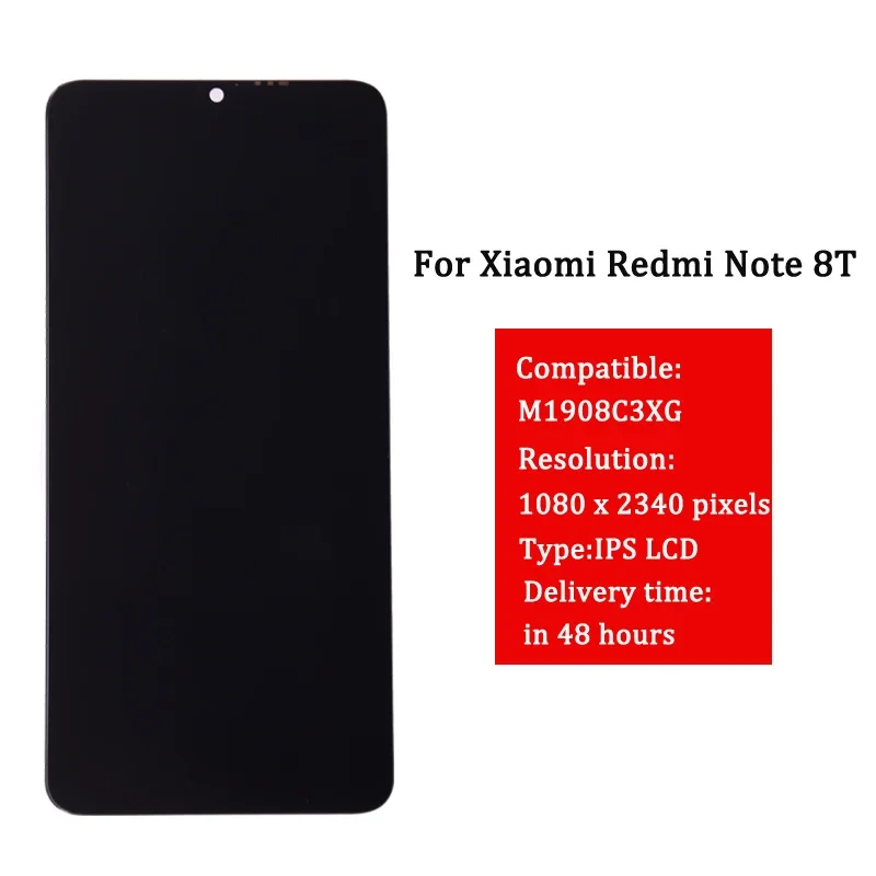 Para Xiaomi Redmi Note 8T pantalla LCD MONTAJE DE Panel digitalizador con pantalla táctil M1908C3XG piezas de repuesto para teléfono