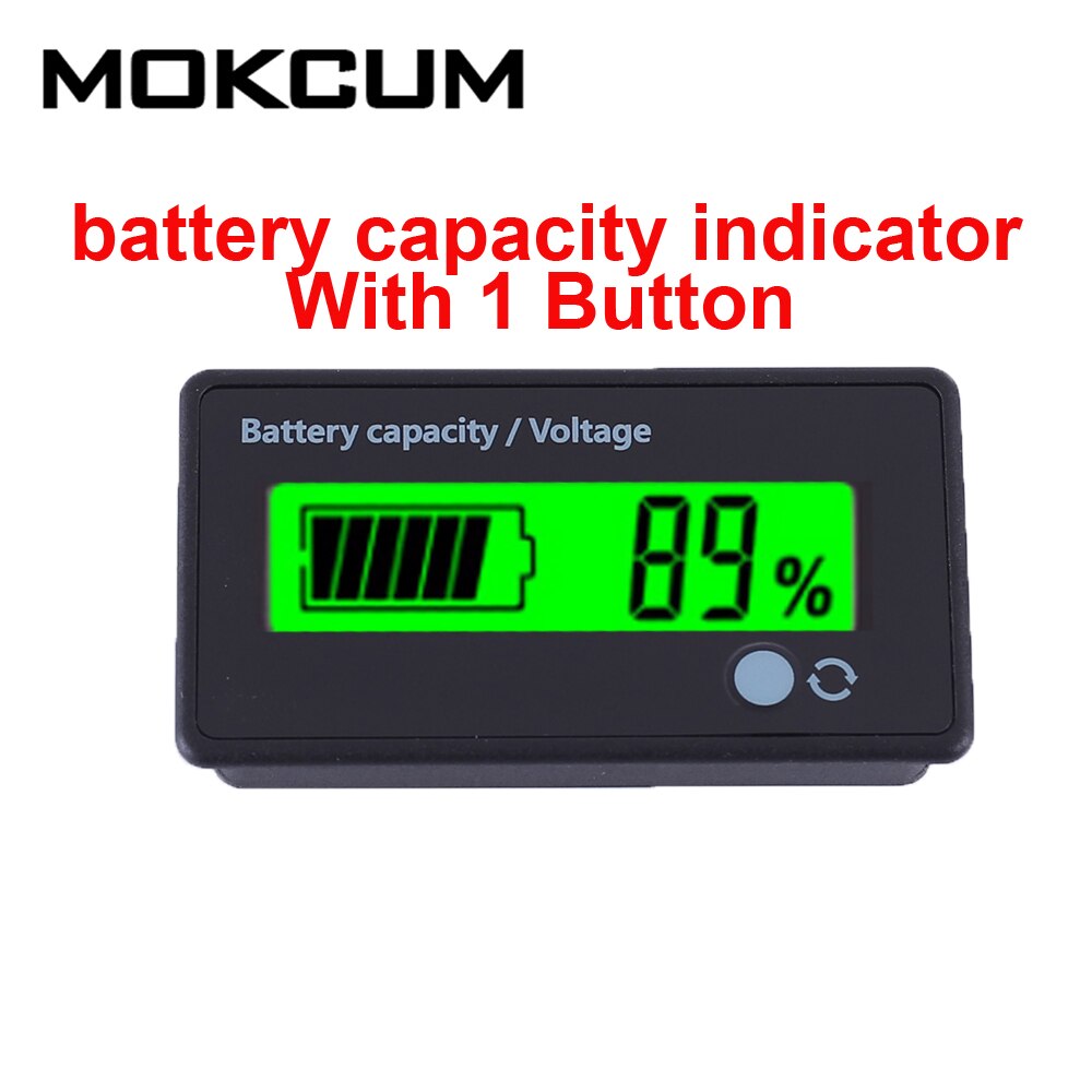 Indicador de capacidad de la batería, voltímetro ajustable de doble botón, Monitor de porcentaje de potencia para batería de plomo ácido de 12V-48V con carcasa: with  1 button