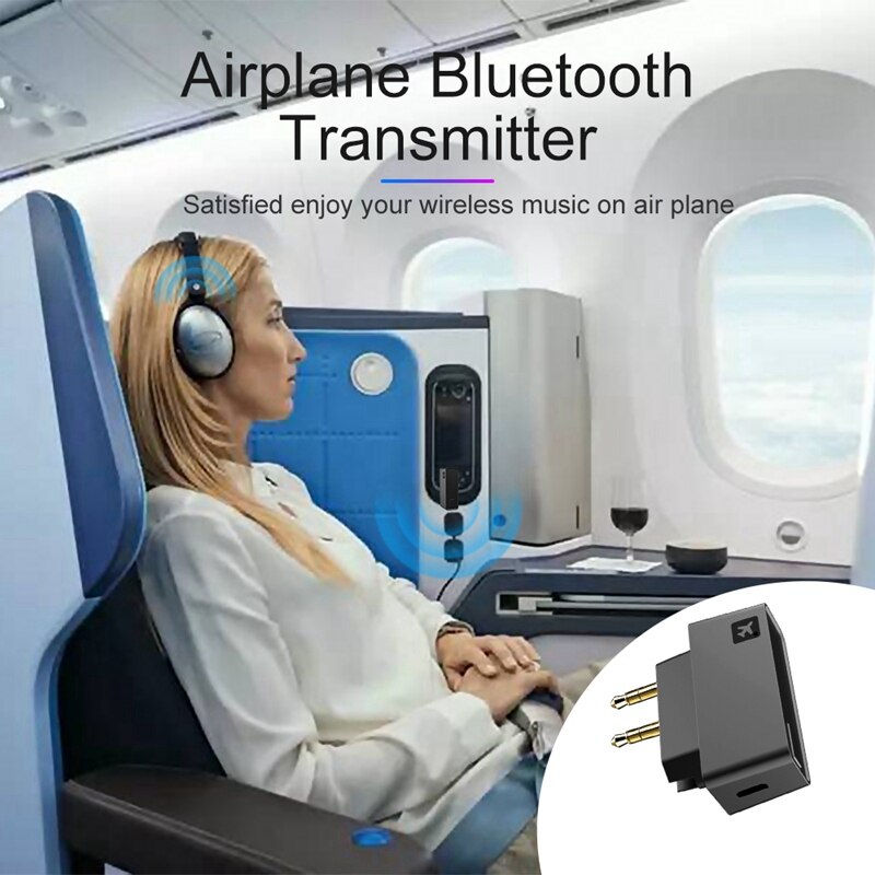 Bluetooth Adapter BT5.0 Airplane Flight Adapter Wireless Music Receiver Transmitter for PC TV Entertainment System