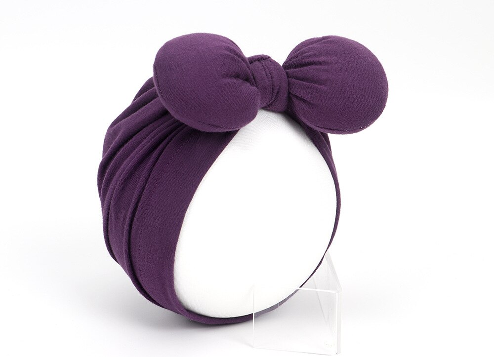 Baby Meisje Hoeden Baby Puur Katoen Strik Caps Kinderen Zachte Tulband Kids Headwrap Effen Kleur Mutsen Haaraccessoires: 5