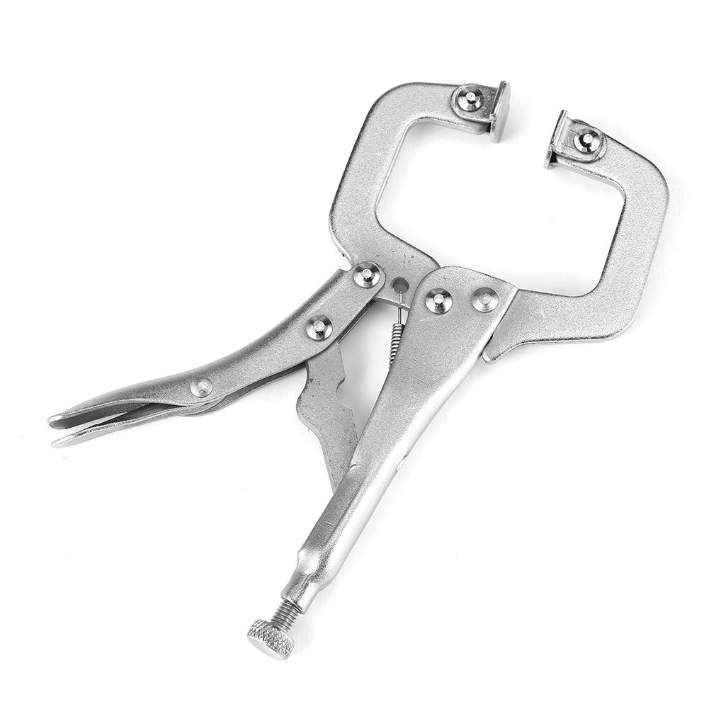 Multi-functional C-type Flat Locking Grip Vise Pliers Carbon Steel Welding Quick Fixing Locking C Clamp Pliers Round Wood Tenon: 6in