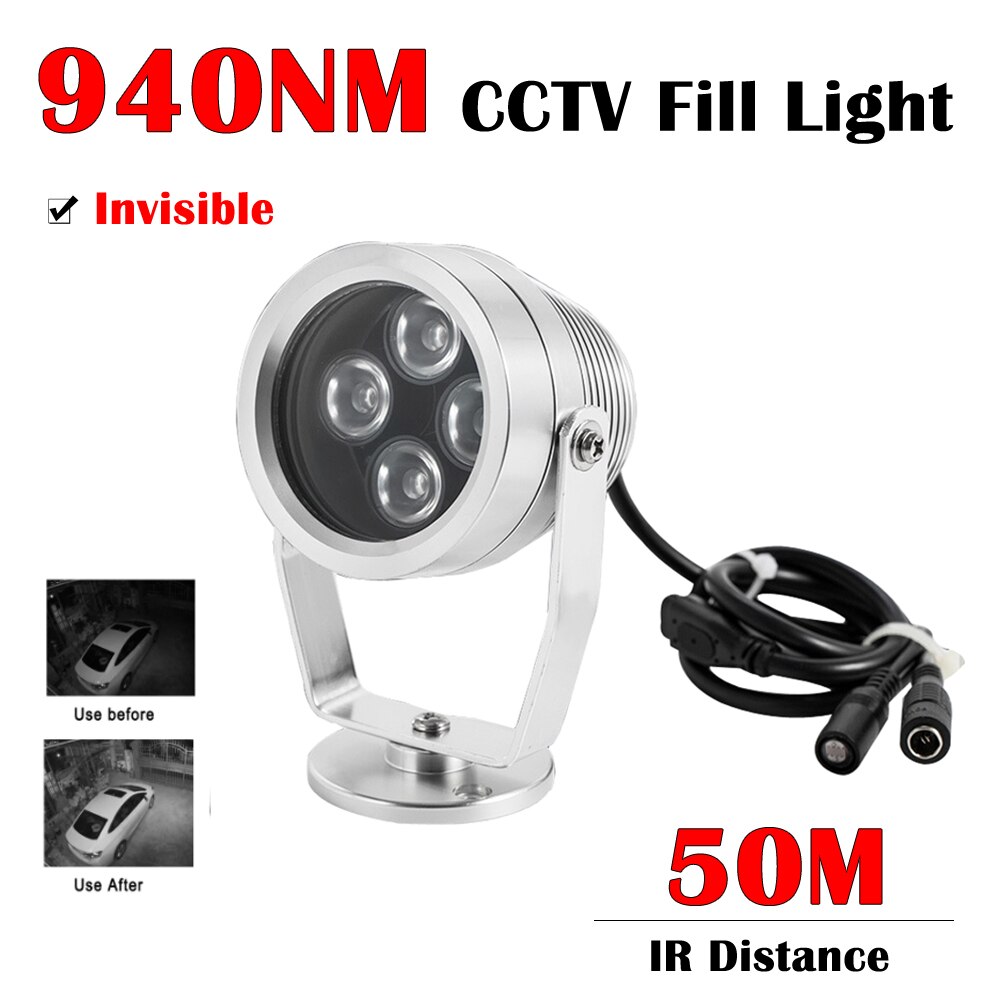 50M IR distance 940nm invisible CCTV Fill Light Infrared Illuminator 4pcs Array Led Waterproof Night Vision For CCTV Camera