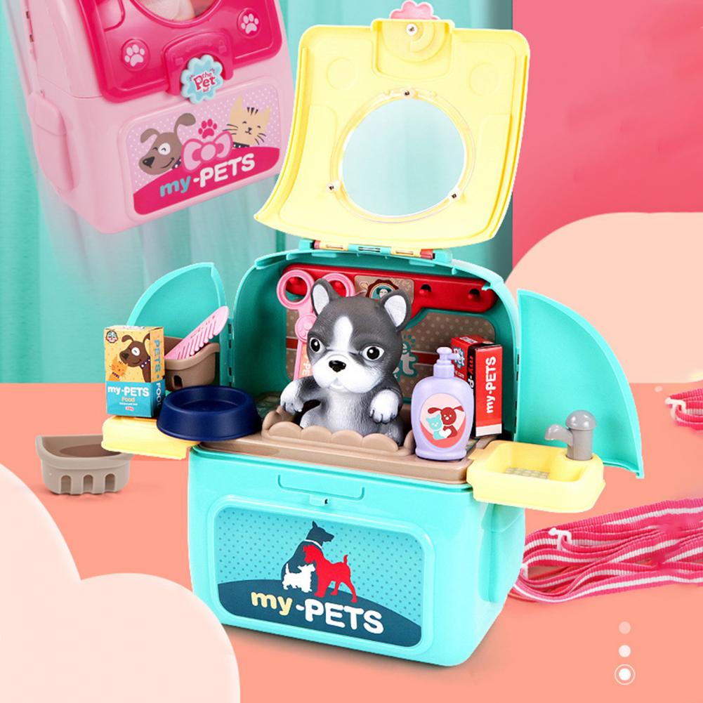 Sac à dos en plastique pour animaux de compagnie, pratique, exquis, jeu de simulation, ensemble de soins pour animaux de compagnie,