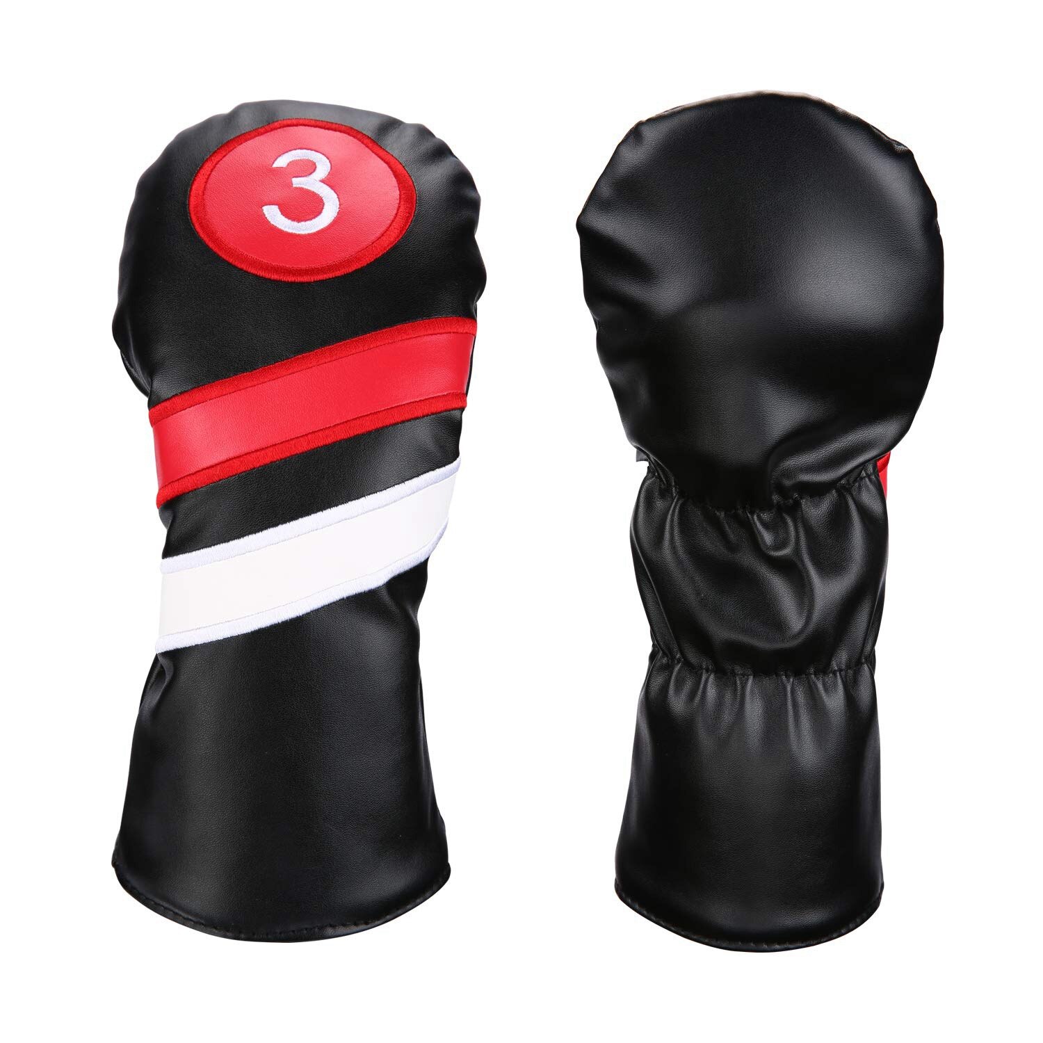 Golf headcovers 3 stuks/set driver fairway wood headcovers zwart rood vintage  pu 1 3 5 driver