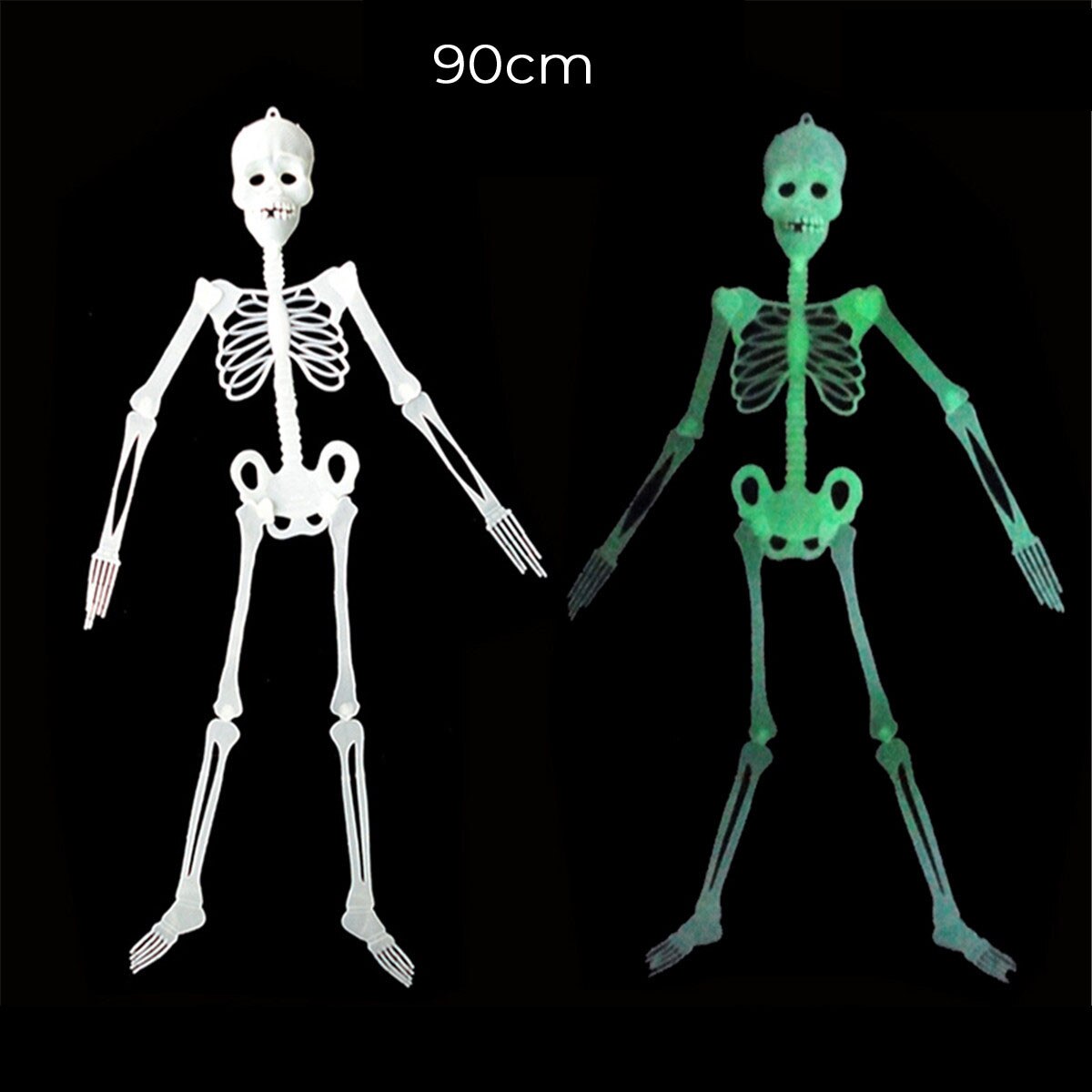 150cm/90cm/30cm/20cm halloween prop mänskligt skelett lysande skalle kroppsmodell fest festival dekoration halloween leksak
