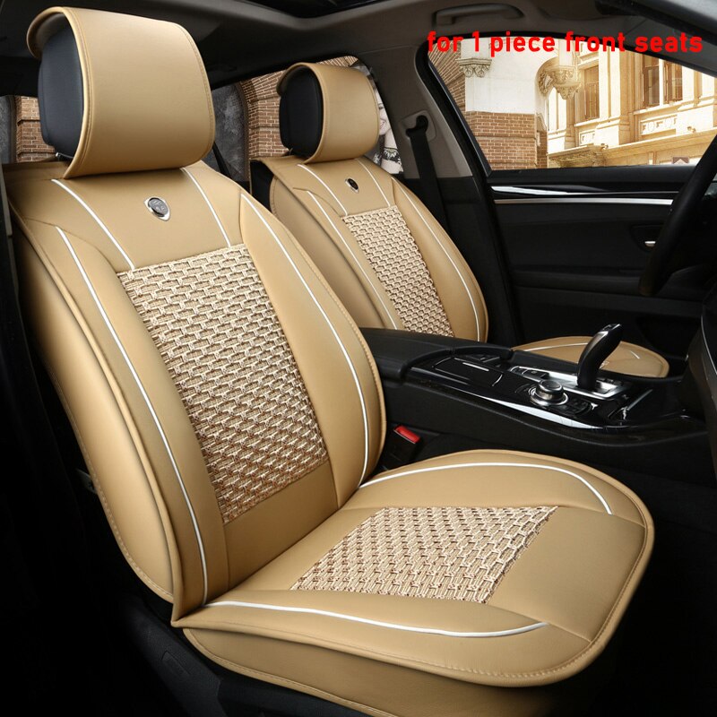 Kadulee 1 Pcs Car Seat Cover Voor Land Rover Range Rover Freelander 2 Discovery 3 Evoque Velar Covers Voor Voertuig zetels: beige front