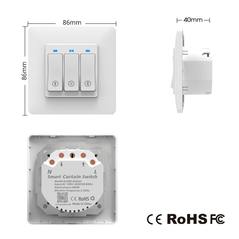 Curtain Smart Switch Phone APP Remote Controlling Mechanical Button Smart Curtain Controller With Indicator Light EU PLUG