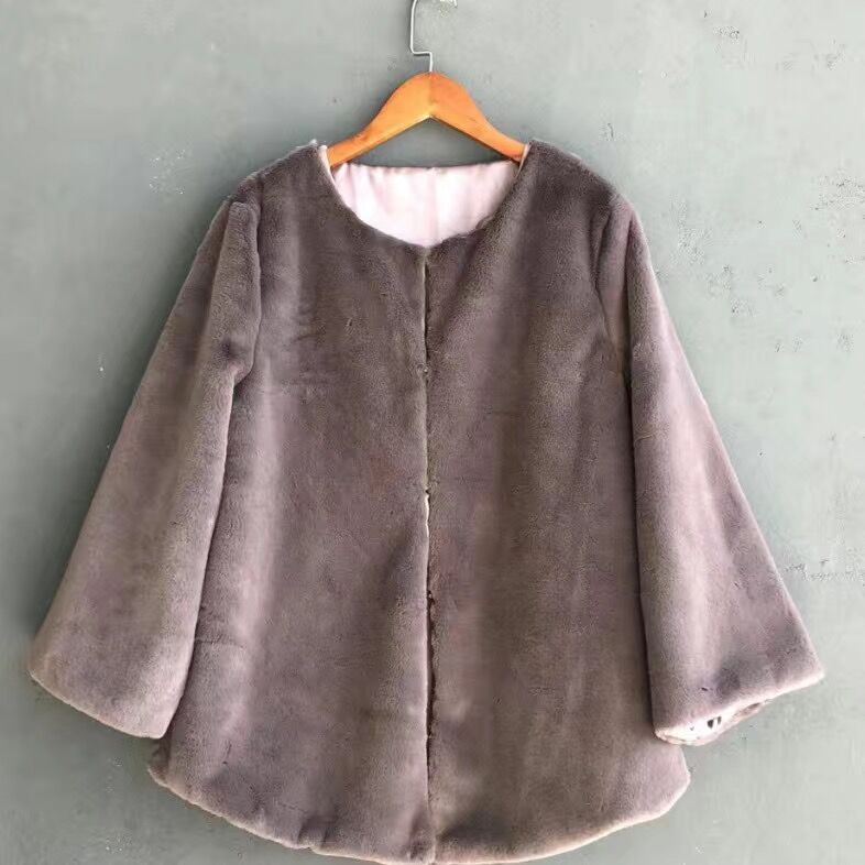 Abrigo de piel sintética para mujer, chaqueta de abrigo de pelo suave para mujer, abrigo de felpa informal, prendas de vestir de felpa F109, Otoño e Invierno: Gris