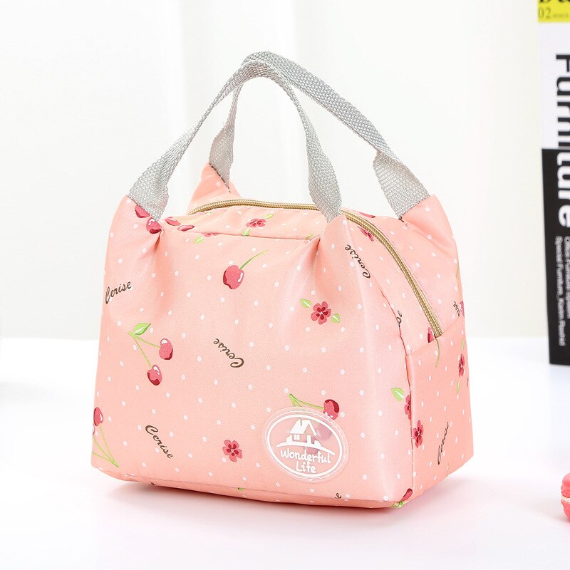 2021 nuovi sacchetti pranzo portatili isolati dispositivo di raffreddamento impermeabile trasportare Tote borsa di stoccaggio a strisce Casual donna ragazza confezioni Casual vendita calda: Pink3