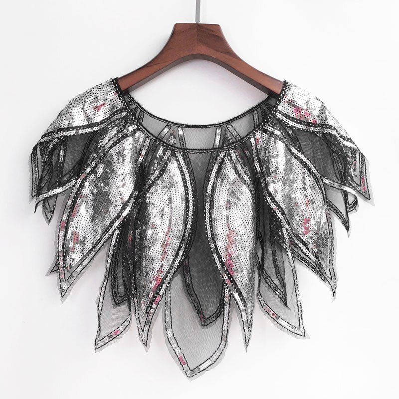 JaneVini – Veste boléro De Mariage bleu Royal, paillettes dorées, en Tulle, châle De fête, Cape De mariée: Black Silver