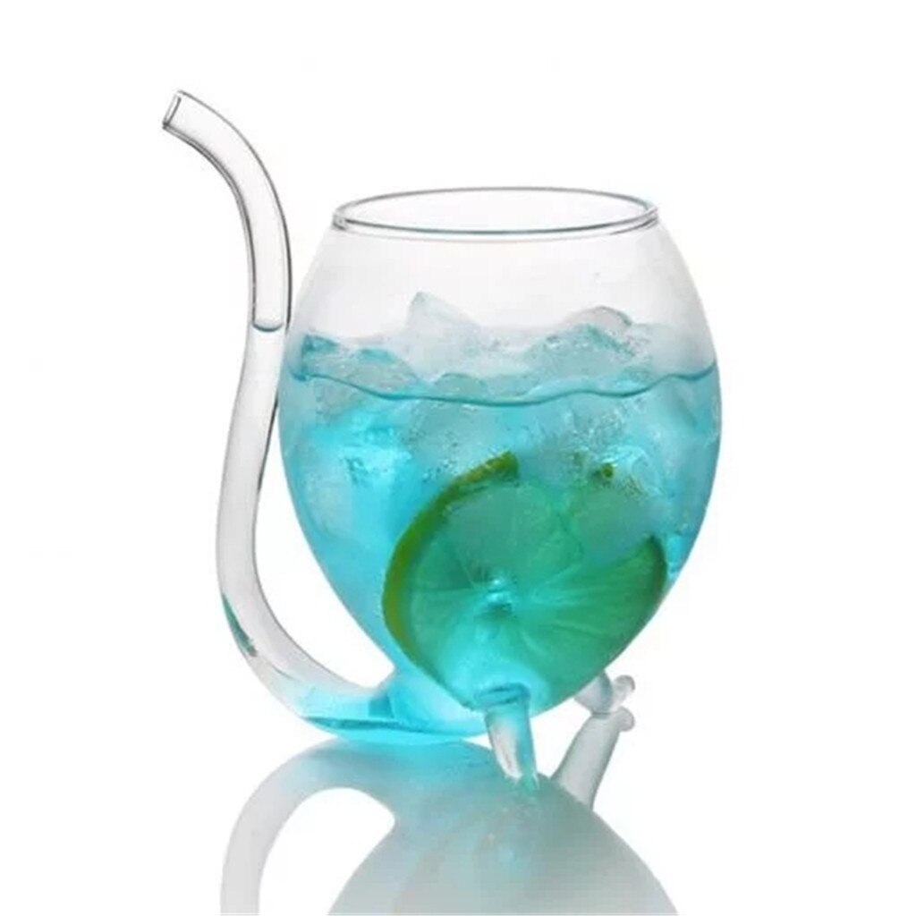 300ml 1Pcs Devil Red Wine Glass Transparent Cup Mug With Built in Drinking Tube Straw Water Cup for Home Bar Hotel: B