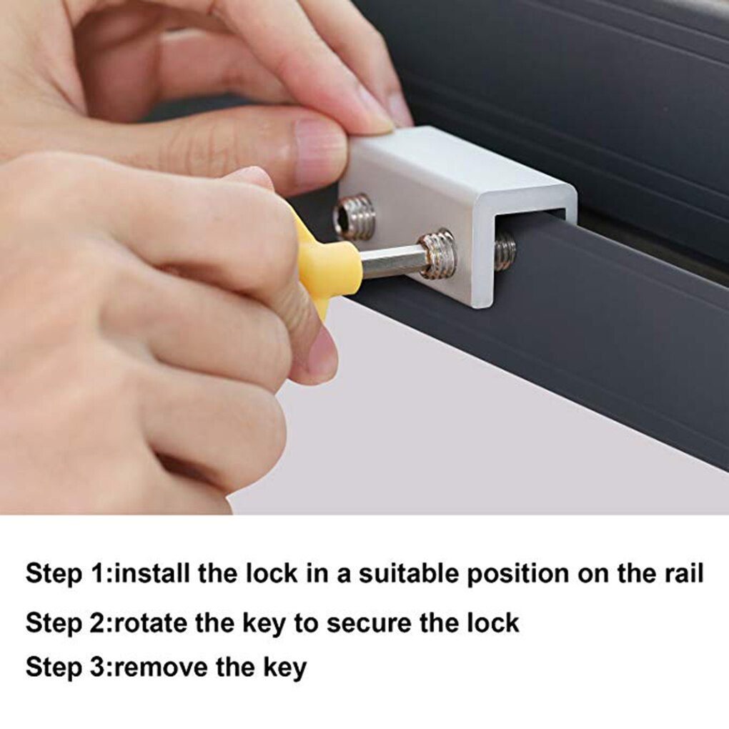 Adjustable Sliding Window Lock Aluminum Window Door Frame Security Lock with Key for Home Office