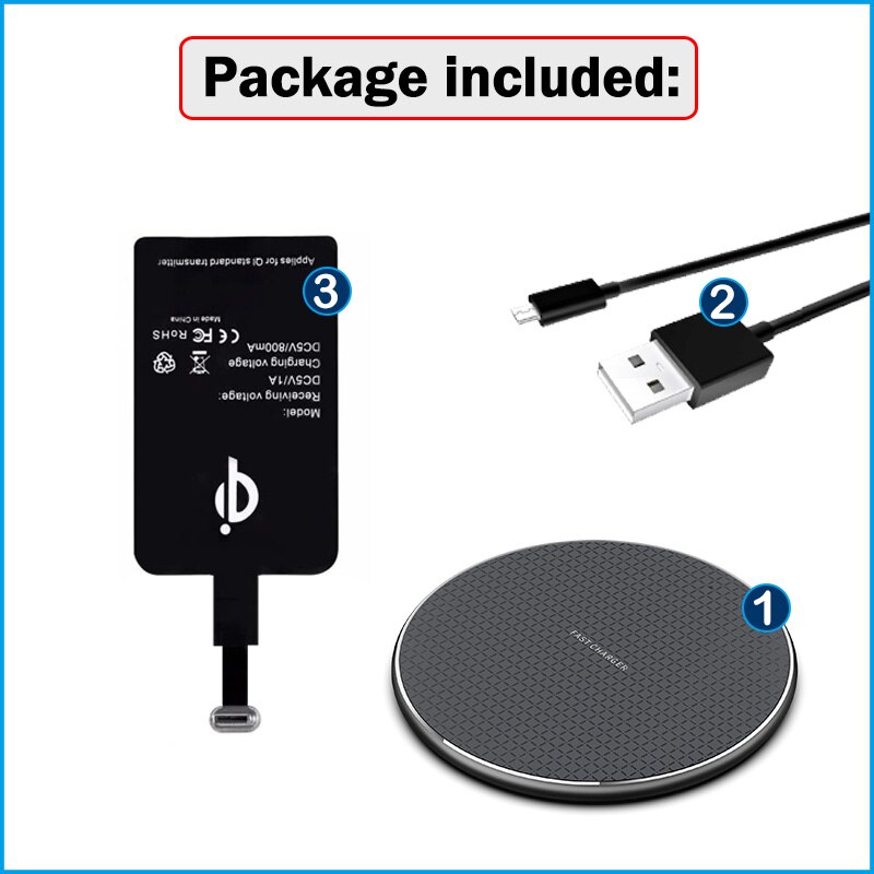 Qi Draadloos Opladen Receiver Voor Doogee N30 N40 Pro Blackview A80 Pro A90 A100 Draadloze Oplader + Usb Type-C Opladen Ontvanger: Default Title