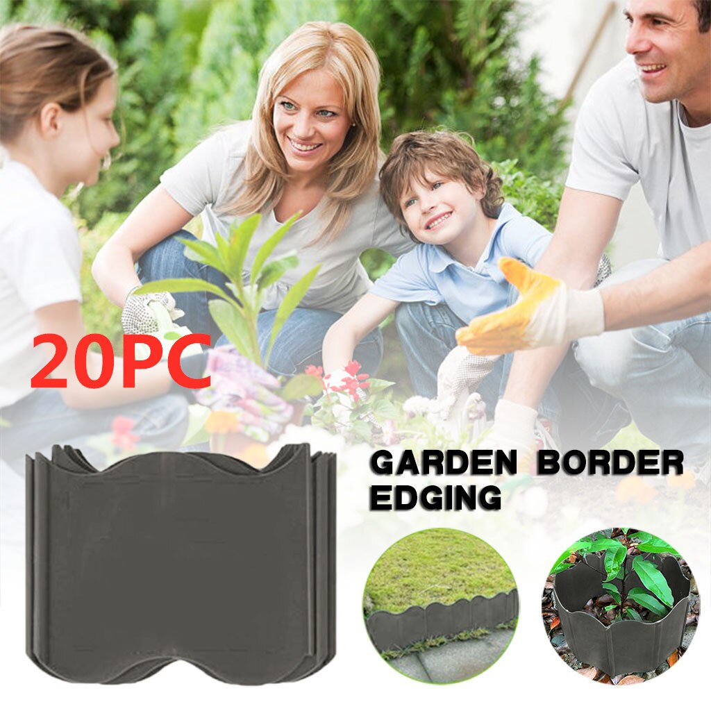 20PCS Plastic Fence Garden Edging Cobbled Plant Flower Bed Plastic Fencing Vegetable Border Palisade Lawn Landscape @D09