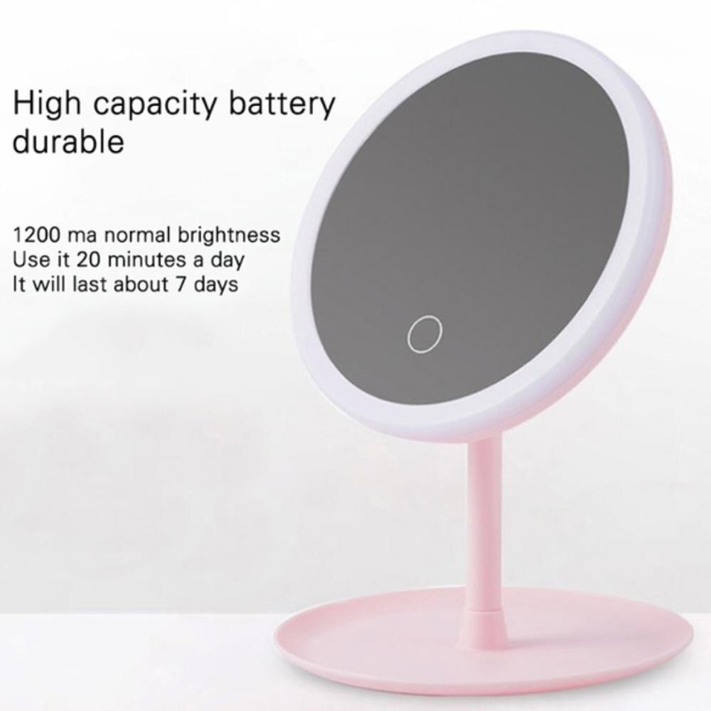 Mirror Lamp Makeup Mirrors Table Mirror Luminous Portable Magnifying LED Lighted USB Round 90 ° Rotation Bathroom Beauty
