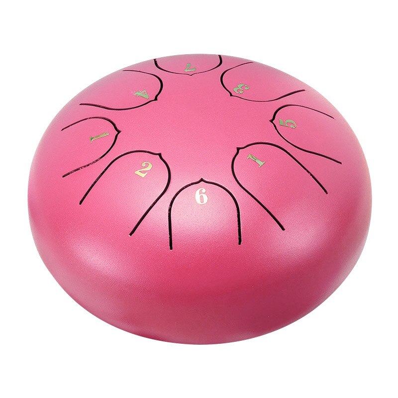 Tong Drum 6 Inch 8 Tune Staal Hand Pan Drum Tank Drums Met Drumsticks Draagtas Slaginstrumenten Handpan: Pink