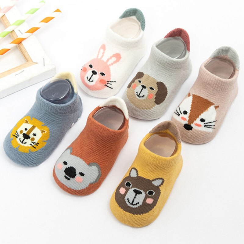 Calcetines antideslizantes para bebé, medias cortas con dibujos de animales, para primavera y verano