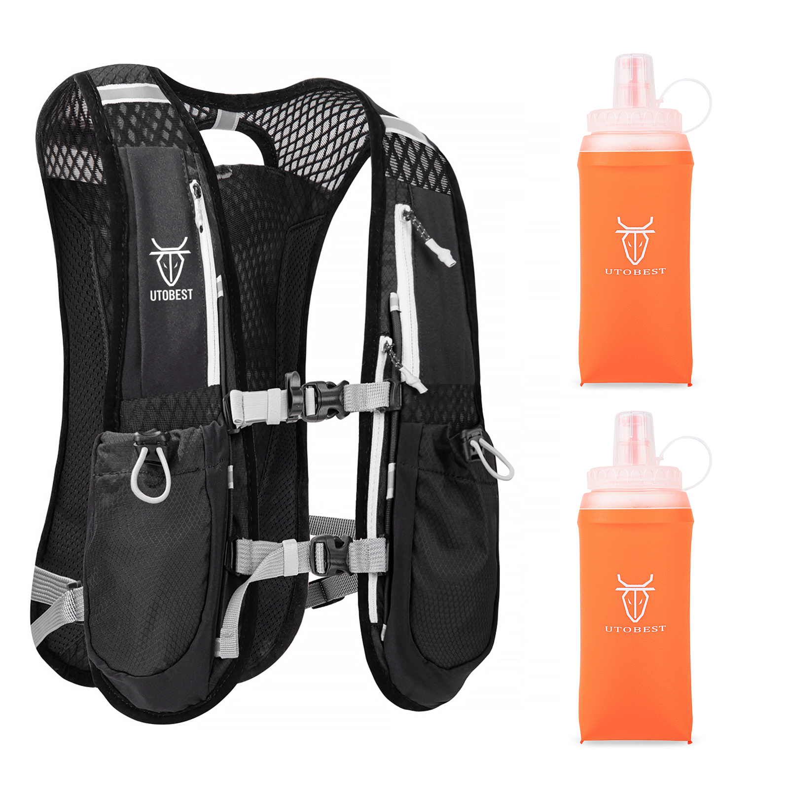 Utobest trailrunning rugzak 5l ultralichte hydratatievest ademende functionele rugzak voor marathons, fietsen en wandelen: Witte kleur