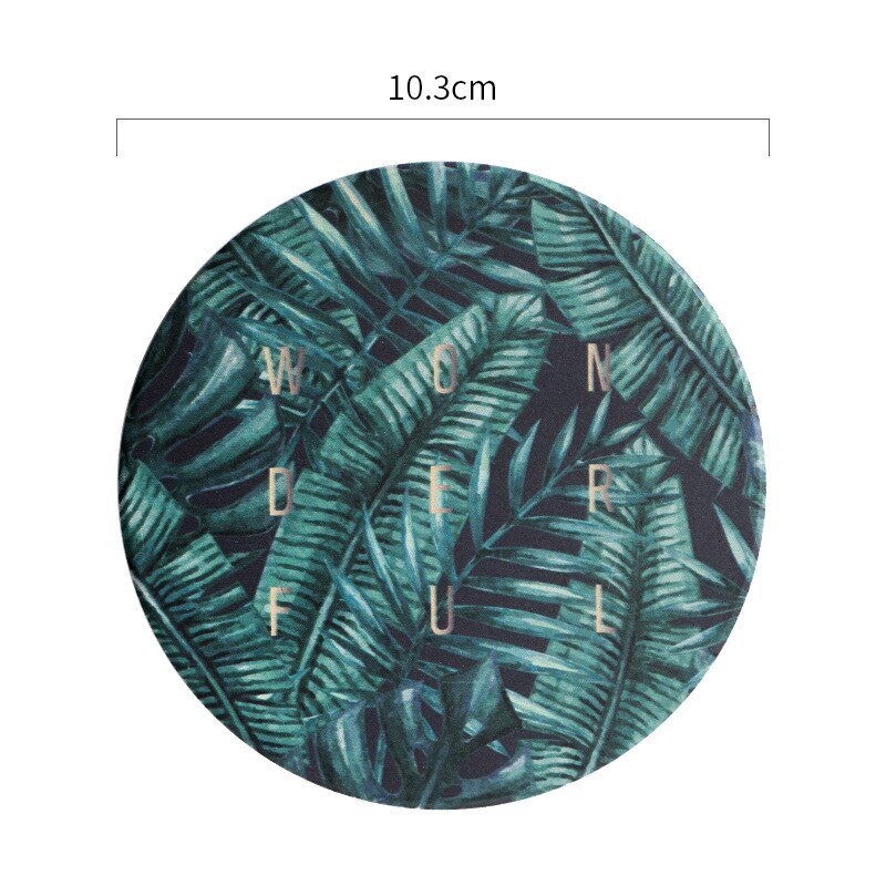 Coaster nordisk keramisk absorberende skridsikker kaffekoppude isoleringspude korkbund klassisk face coaster drink: Stil -7