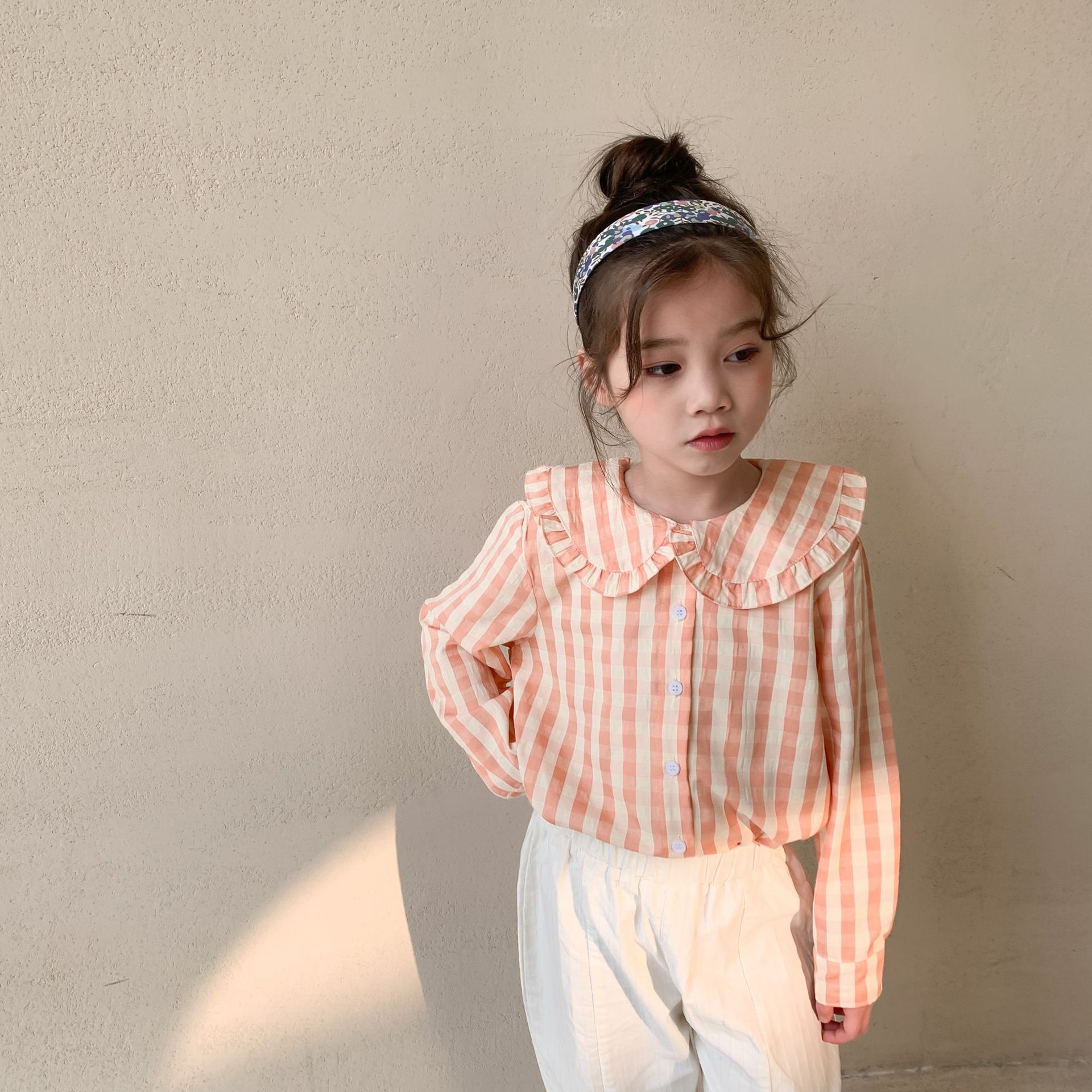 Spring Girls Long Sleeve Plaid Blouses Kids Cotton Blouses Kids Blouse: Red / 2T