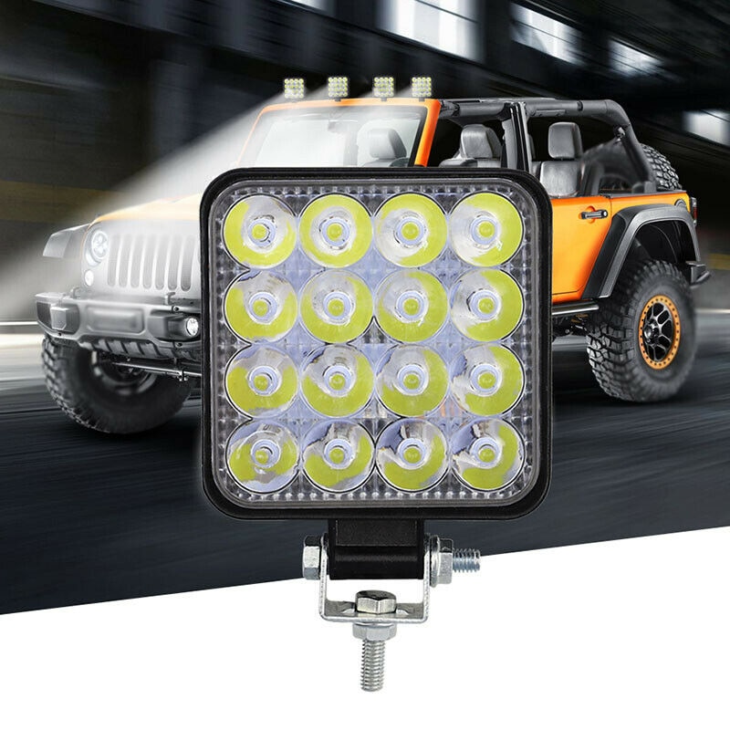 1 stk 12v 24v led bil arbejdslys 16 led spot oversvømmelse arbejdslys 48w 1000lm bil suv off-road led lys bar