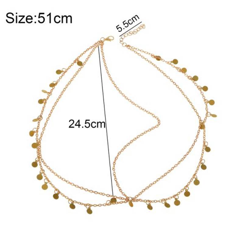 Cadena para cabeza metálica para mujer, diadema, joyería a la , borlas multicapas, colgante redondo, cadena para cabeza, accesorios para el cabello, joyería