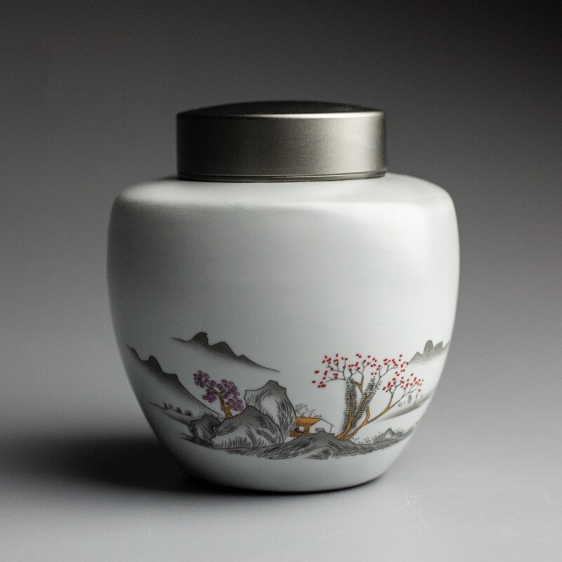 Exquisite Ceramic Tea Caddy Portable Sealed Jar Travel Tea Box Kitchen Spice Candy Storage Tank Food Container Home Decor: B2--5.4x10.5cm