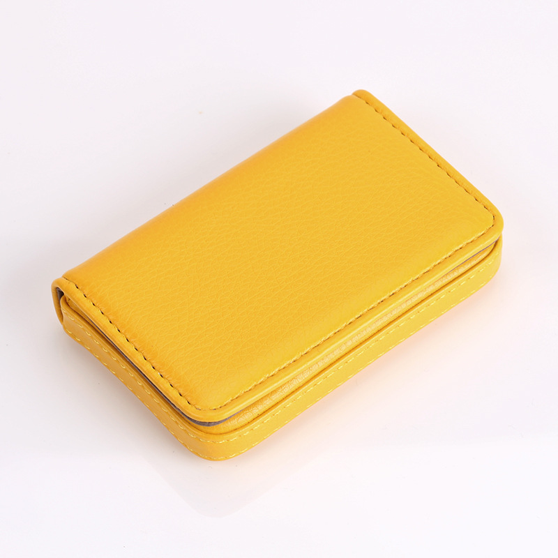 1pc PU Leather Business Card Holder With Magnetic Buckle Slim Pocket Name Card Holder Large Capacity Portable Credit Card Case: black